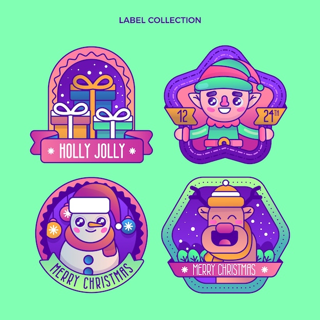 Gradient christmas labels collection