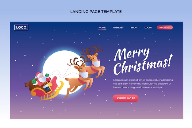 Gradient christmas landing page template