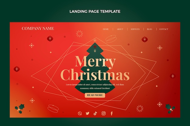 無料ベクター グラデーションクリスマスランディングページテンプレート