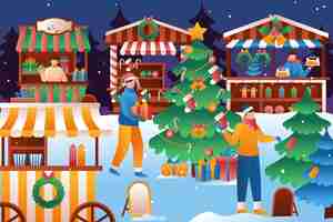 Free vector gradient christmas market illustration