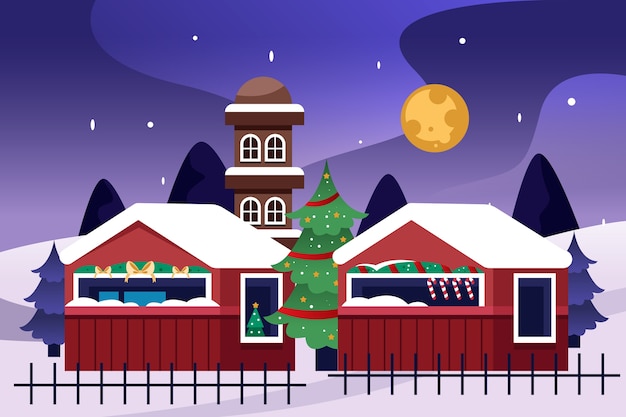 Gradient christmas market illustration