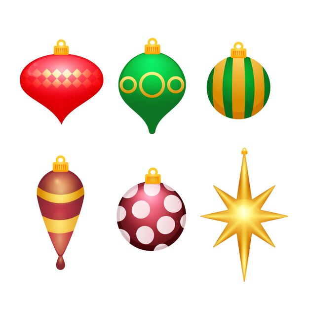 Gradient christmas ornaments collection