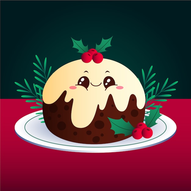 Free vector gradient christmas pudding illustration