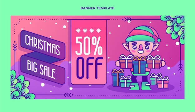 Free vector gradient christmas sale banner template