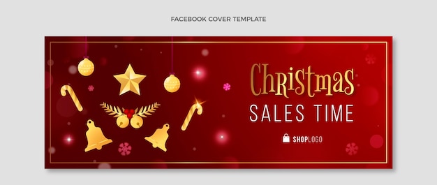 Free vector gradient christmas social media cover template