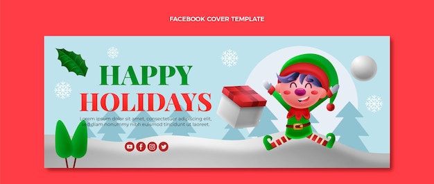 Vettore gratuito modello di copertina per social media natalizio sfumato