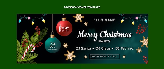 Free vector gradient christmas social media cover template