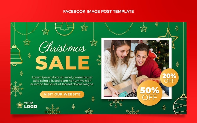 Free vector gradient christmas social media post template