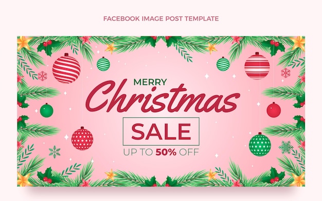 Free vector gradient christmas social media post template