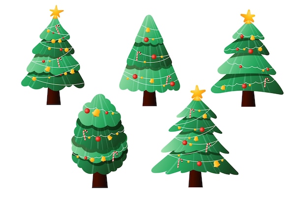 Free vector gradient christmas trees collection