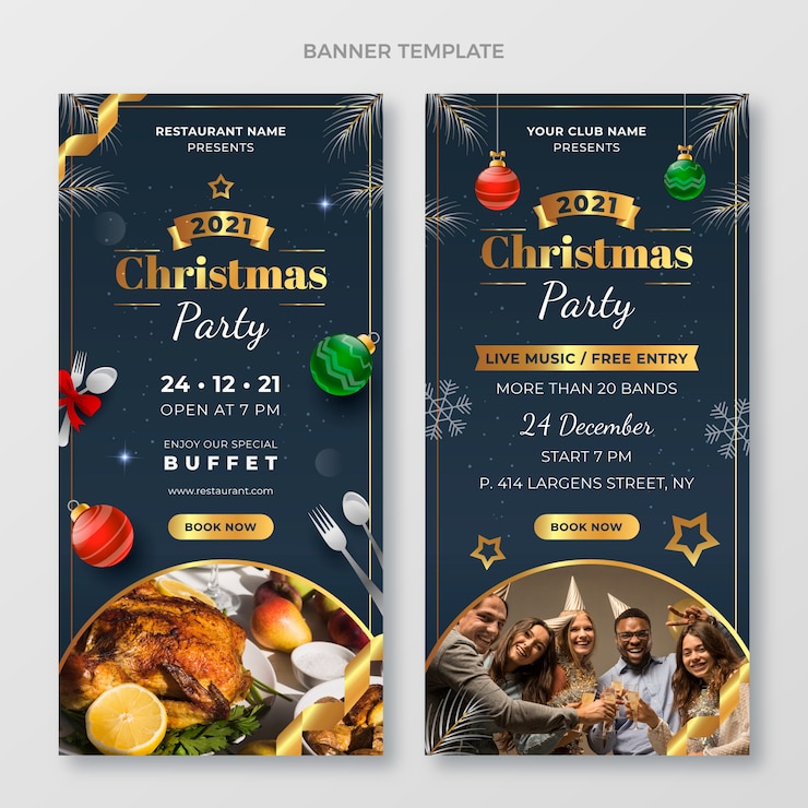 Free Vector gradient christmas vertical banners set