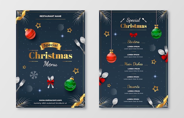 Free vector gradient christmas vertical menu template