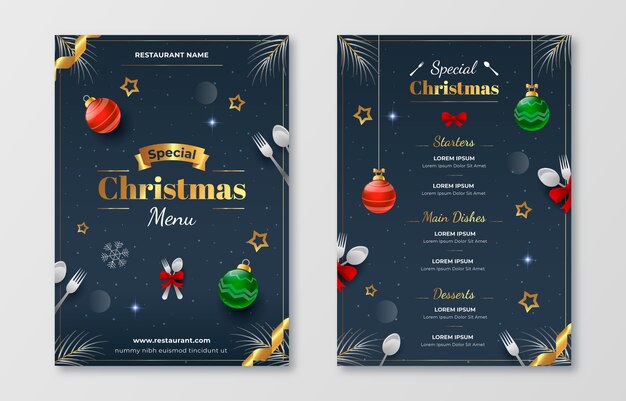 Gradient christmas vertical menu template