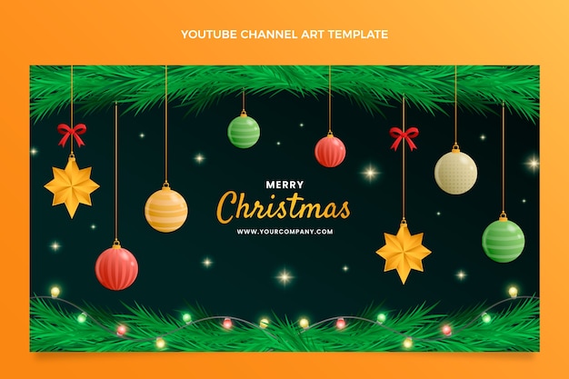 Free vector gradient christmas youtube channel art