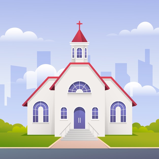 Градиентная иллюстрация здания церкви