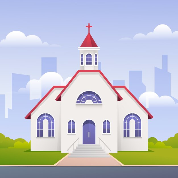 Gradient church building illustration