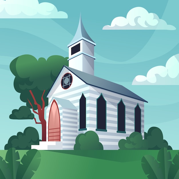 Gradient church building illustration