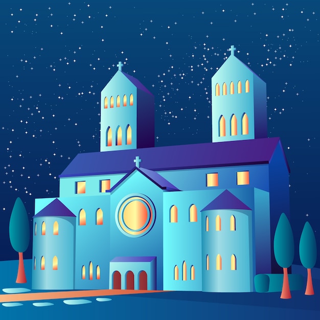 Free vector gradient church building illustration