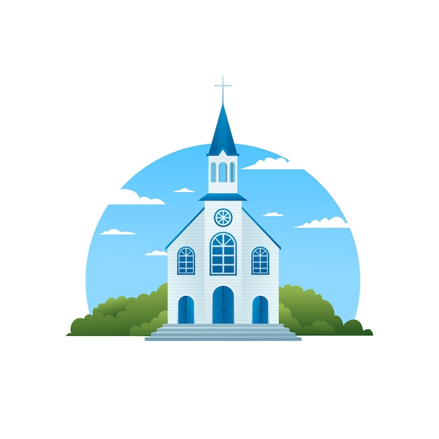 Gradient church building illustration