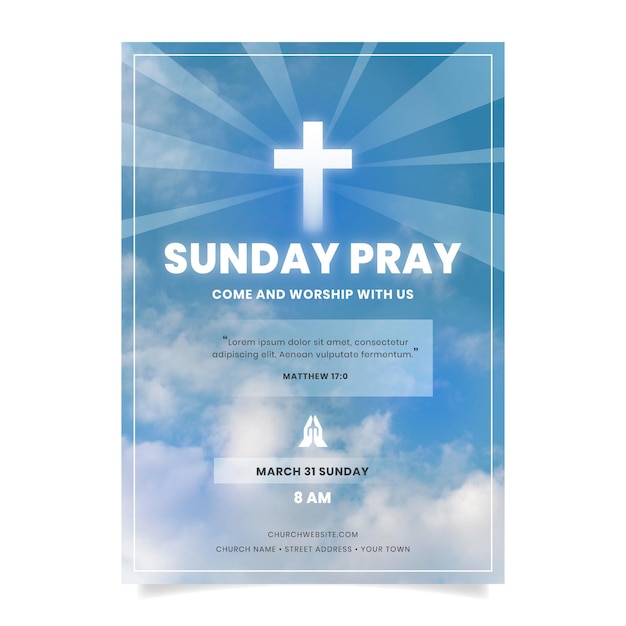 Gradient church flyer template with photo