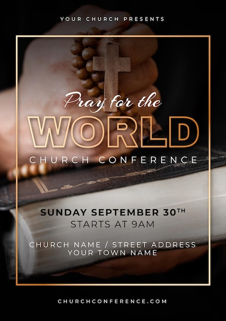 Gradient church flyer template with photo