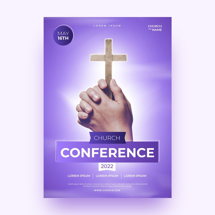Free Vector gradient church flyer with photo