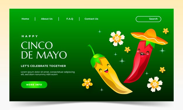 Шаблон целевой страницы празднования Gradient cinco de mayo