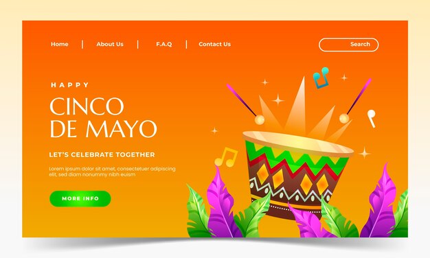 Шаблон целевой страницы празднования Gradient cinco de mayo