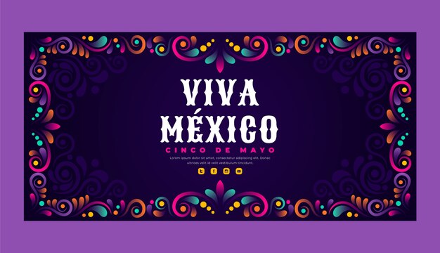 Gradient cinco de mayo horizontal banner template