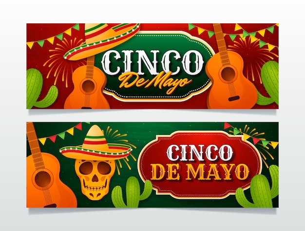 Pacchetto banner orizzontale cinco de mayo sfumato