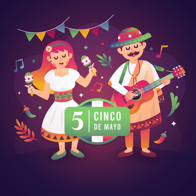 Gradient cinco de mayo illustration