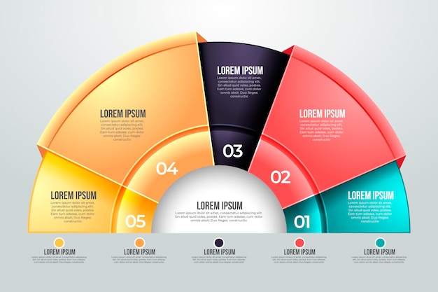 Vettore gratuito modello di infografica diagramma circolare gradiente