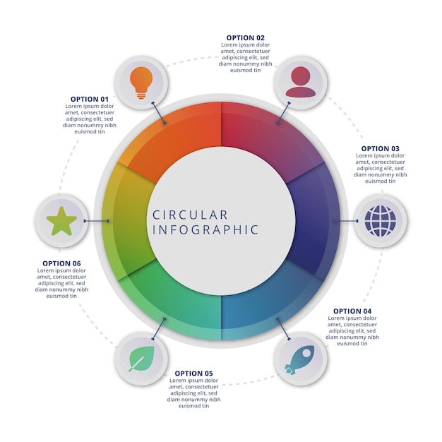 Vettore gratuito modello di infografica diagramma circolare gradiente