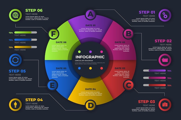 Free vector gradient circular diagram infographic