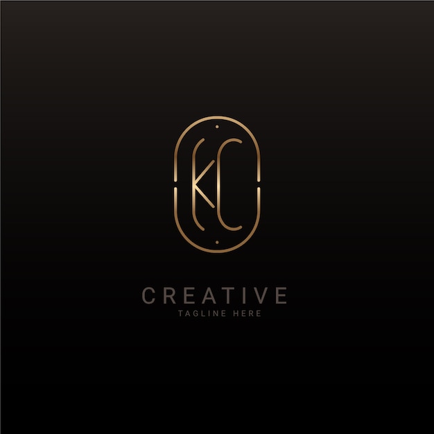 Gradient ck or kc logo template