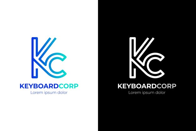 Gradient ck or kc logo template