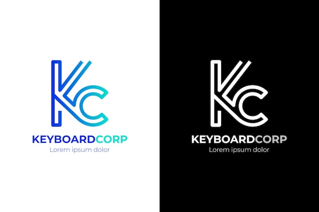 Градиентный шаблон логотипа ck или kc