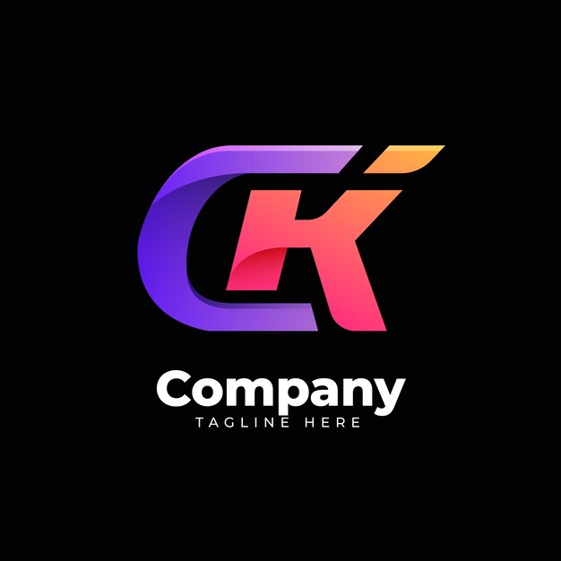 Градиентный шаблон логотипа ck или kc