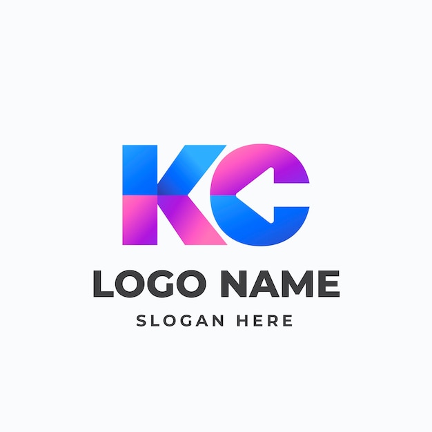 Gradient ck or kc logo template