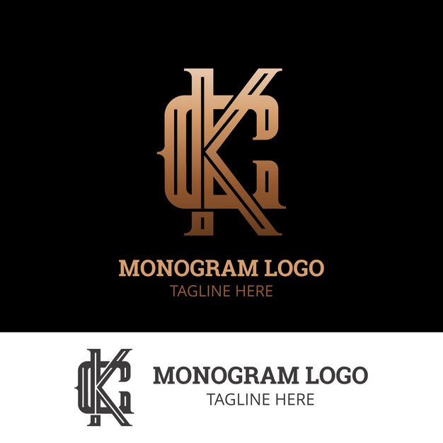 Gradient ck or kc logo template