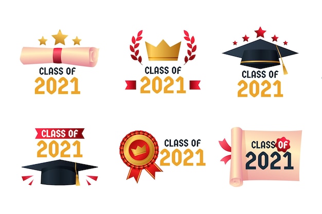 Free vector gradient class of 2021 badge collection