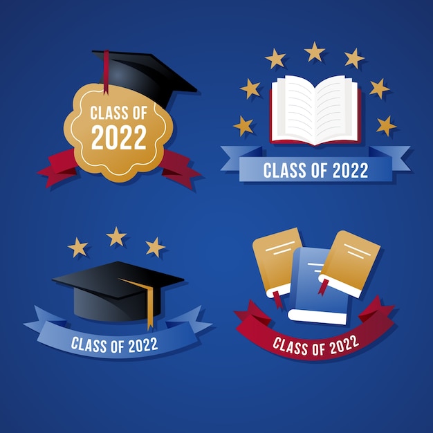 Vettore gratuito classe gradiente della collezione di badge 2022