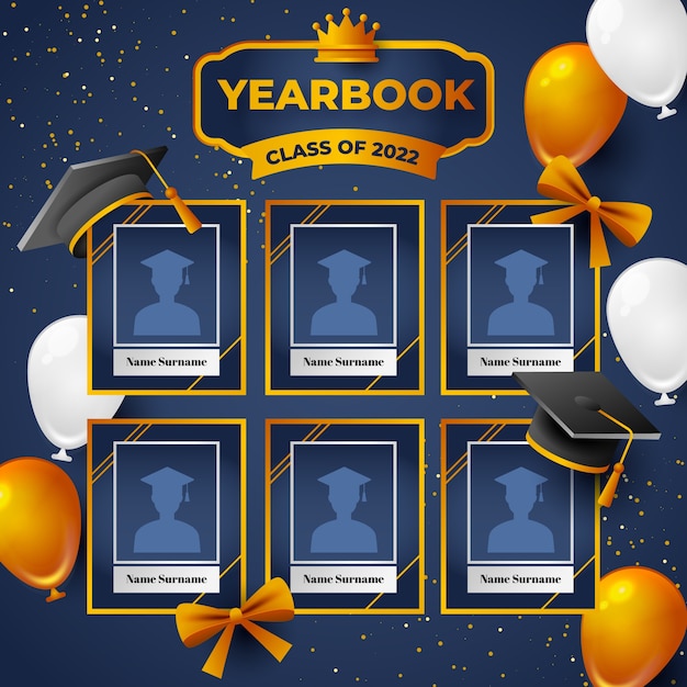 Free vector gradient class of 2022 yearbook template