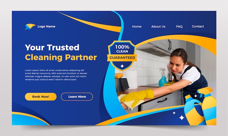 Free Vector gradient cleaning service landing page template