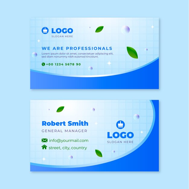 Gradient cleaning services horizontal business card