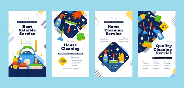 Gradient cleaning services instagram stories set