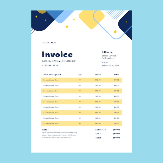 Free vector gradient cleaning services invoice template