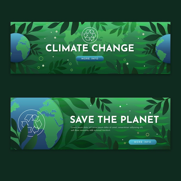 Gradient climate change banners set