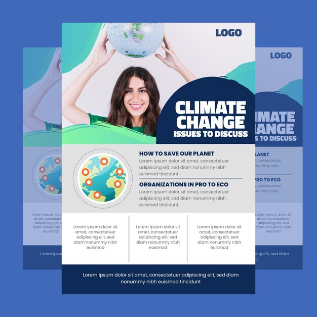 Gradient climate change flyer template