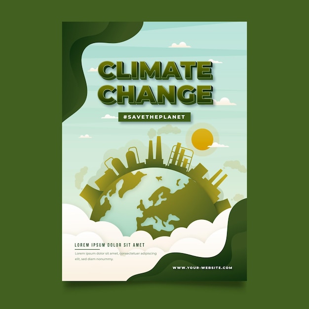 Free vector gradient climate change flyers